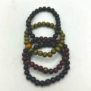 Set of wooden Buddha bracelets